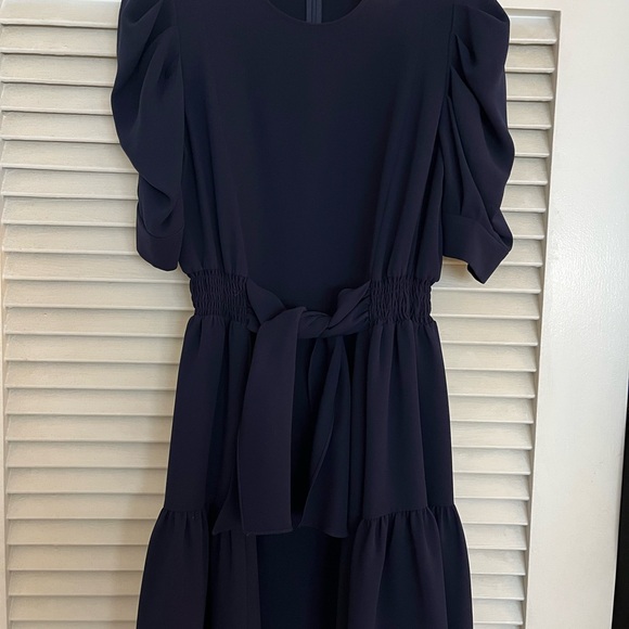 Shoshanna Carey navy puff sleeve crepe stretch dress - Picture 3 of 3